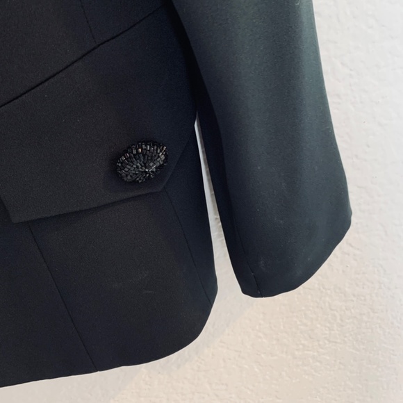 Rickie Freeman Womens Tuxedo Jacket Size 8 Black 100% Silk Beaded Elegant Party - Picture 8 of 14